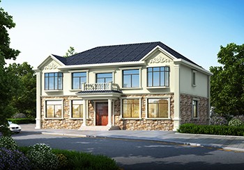 一層是商鋪的二層別墅小樓設計圖紙及效果圖