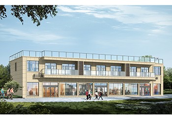 一排門面的二層自建房商鋪設計圖紙及效果圖