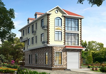 兩開間帶商鋪三層自建房子設計圖紙及效果圖