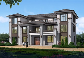 一層辦公二三層住宅的別墅設計圖紙及外觀效果圖