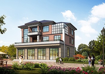 帶商鋪門面的三層復式別墅圖紙及效果圖