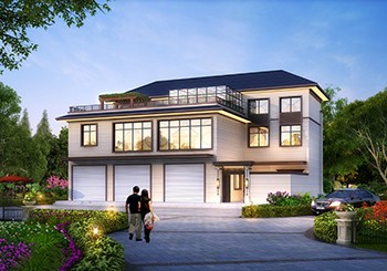 背面不開窗農(nóng)村三層帶商鋪別墅設(shè)計圖紙及效果圖