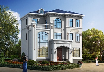 帶商鋪門面的三層別墅設計圖紙，外觀很漂亮