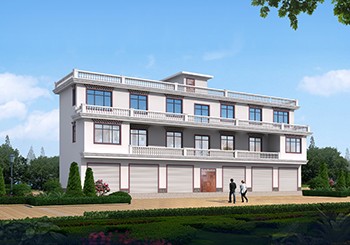 大開間小進深帶商鋪三層自建房子設計圖，一排門面