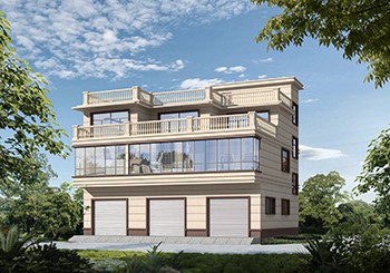 平屋頂帶門(mén)面房的三層自建樓房設(shè)計(jì)圖及外觀圖