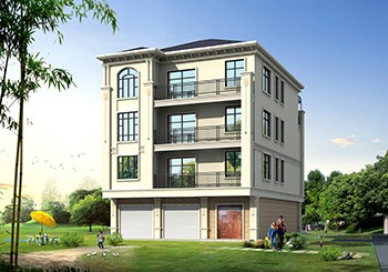 農村帶商鋪四層自建樓房設計圖紙及外觀效果圖，11×13米