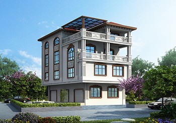 帶商鋪的小開間四層自建房別墅設計圖及效果圖
