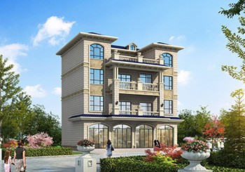 四層帶商鋪別墅農村自建房設計圖紙及效果圖