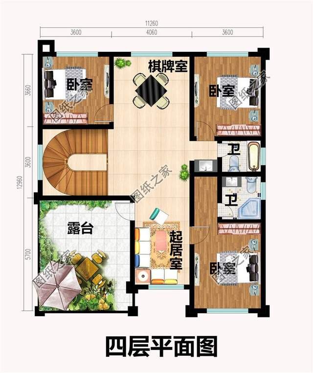 四層帶車庫別墅設計圖，出入方便還大氣