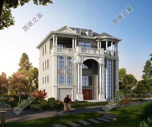 四層帶車庫別墅設計圖，出入方便還大氣