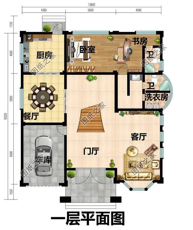 四層帶車庫別墅設計圖，出入方便還大氣