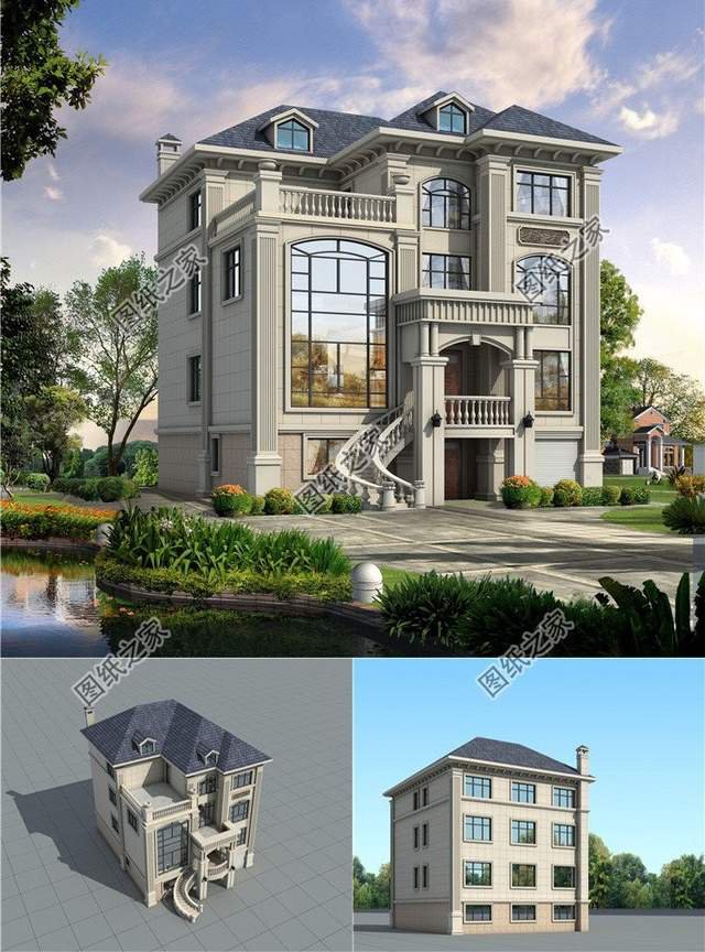 四層帶車庫別墅設計圖，出入方便還大氣