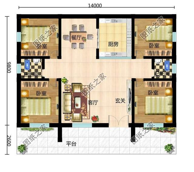 140平一層別墅，度假休閑好幫手，養老盡孝都是它