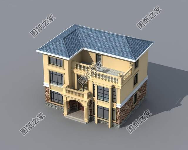 文化石裝飾的三層別墅，健康環保還耐磨，美觀實用還大氣