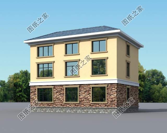 文化石裝飾的三層別墅，健康環保還耐磨，美觀實用還大氣