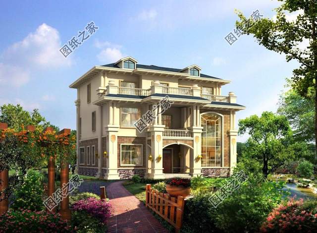 左右對稱的美，三層別墅的大氣舒適實用