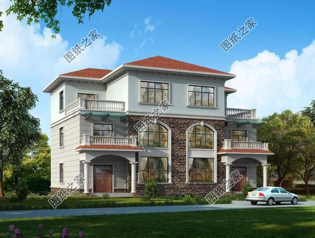 帶欄桿的雙拼別墅，兄弟齊心不分離，欄桿安全又大方