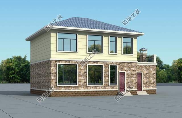 帶仿石瓷磚的二層，美觀又環(huán)保，價(jià)格還親民