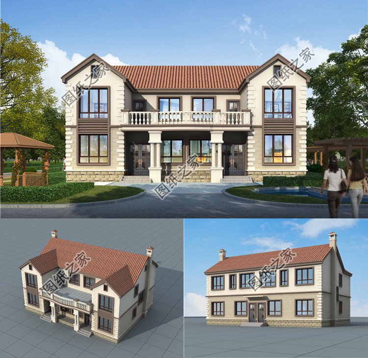 二層兄弟雙拼別墅效果圖