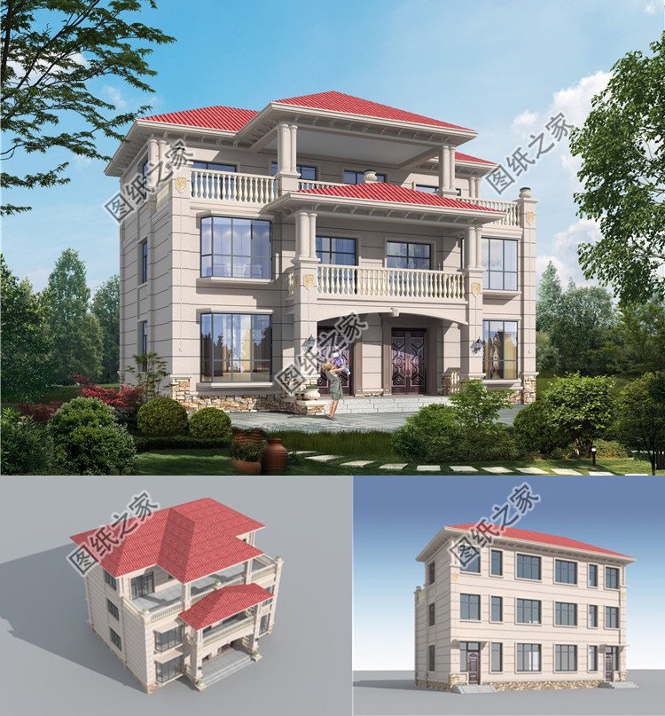 三層雙拼別墅設(shè)計(jì)效果圖