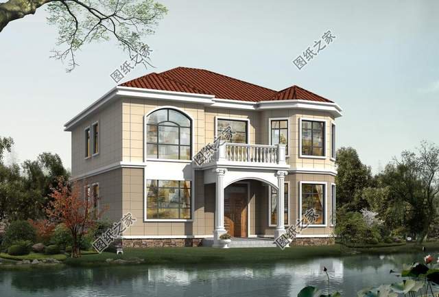 帶有羅馬柱的農村自建二層別墅，安裝后的效果杠杠的，超氣派