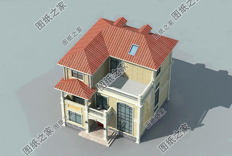 帶浮雕的農村自建三層別墅，金色浮雕是歷久不衰的美