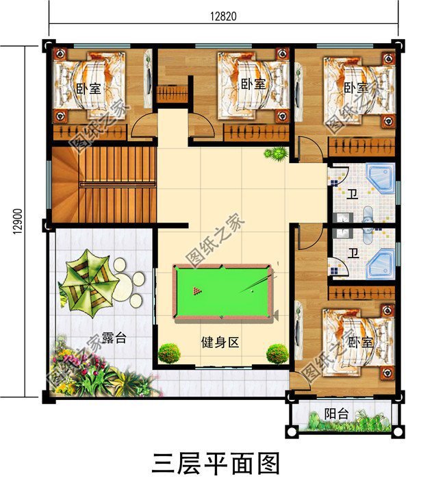 帶浮雕的農村自建三層別墅，金色浮雕是歷久不衰的美