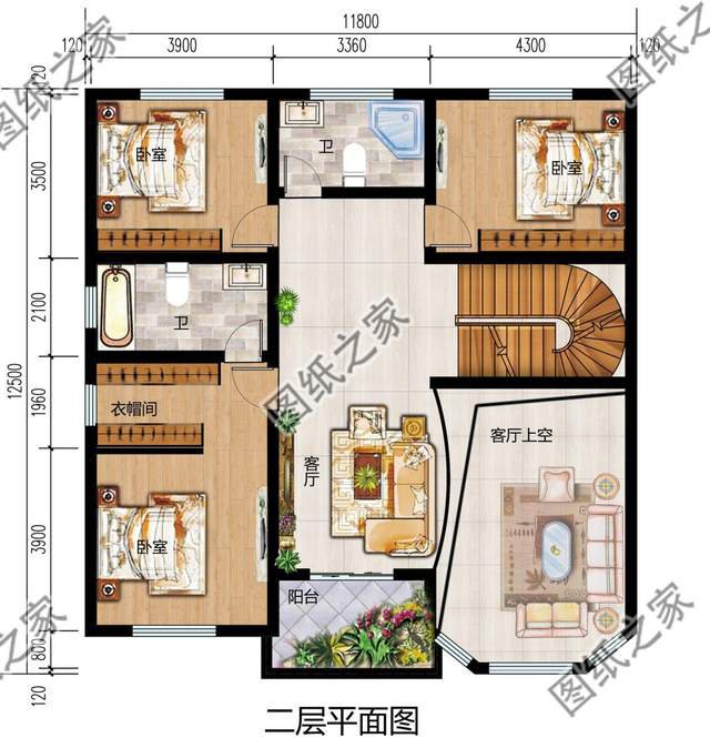 3款最新復式二層農村自建別墅，空中疊墅挑高客廳盡顯奢華氣質