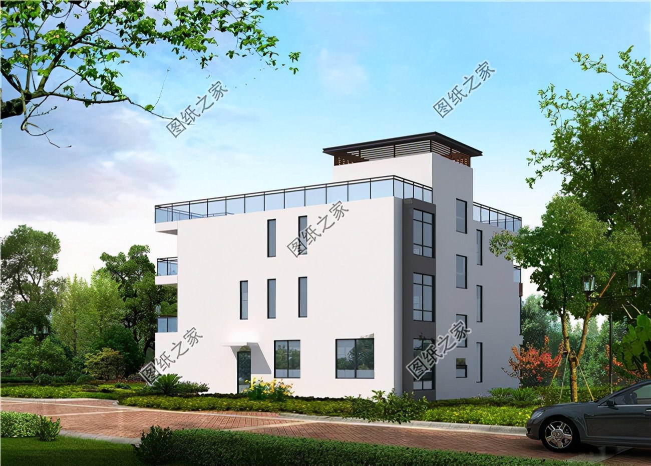 現代風自建三層別墅帶露臺，能自住也可做民宿