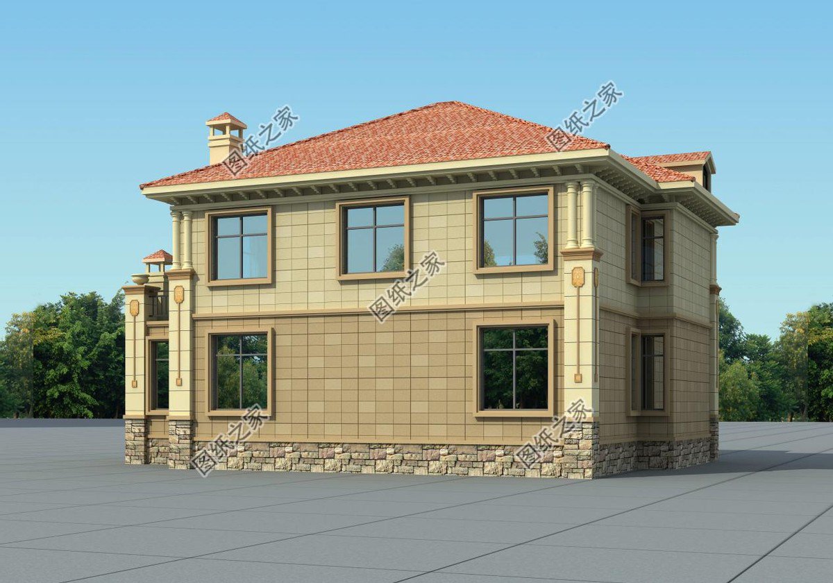 兩層歐式風(fēng)格別墅，大氣落地窗，窗明幾凈，陽光正好