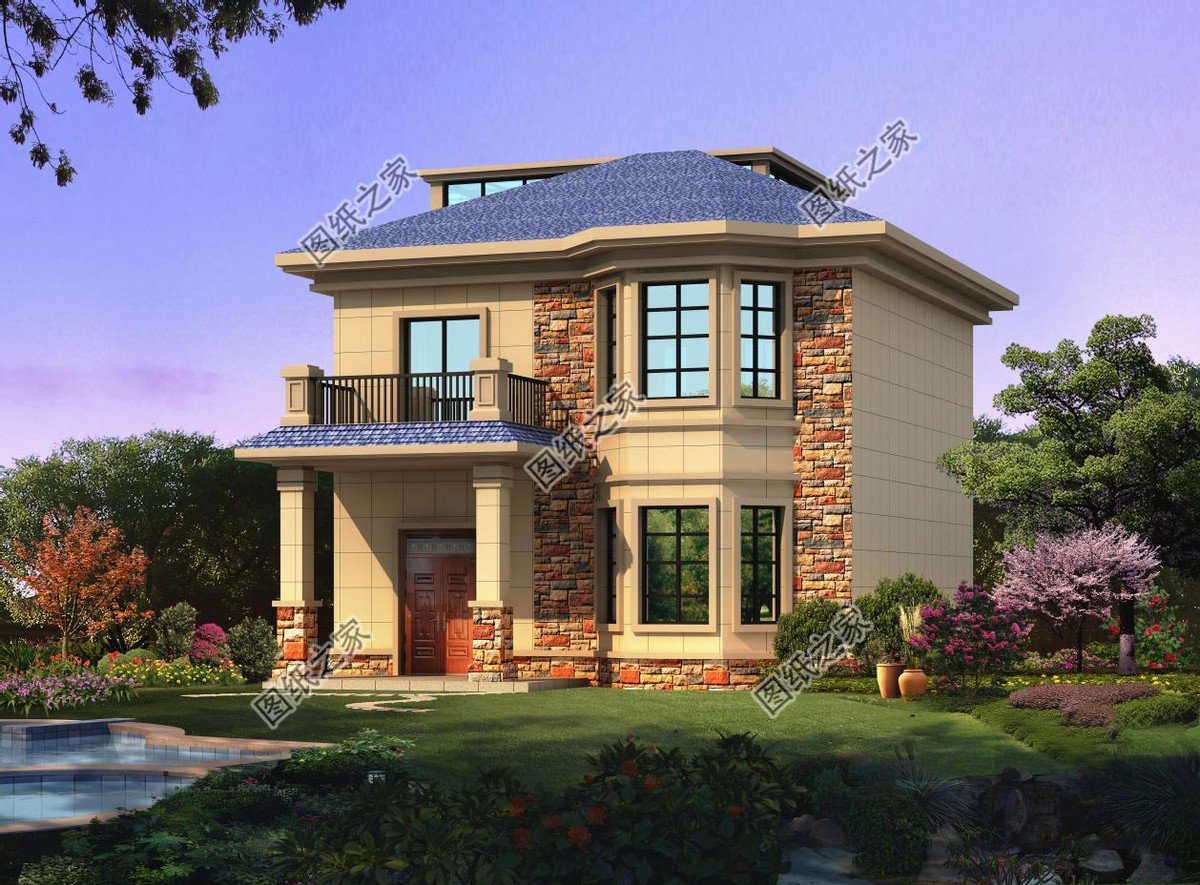 農(nóng)村二層別墅，占地百平米左右，在老家建一棟，同學(xué)看了都羨慕