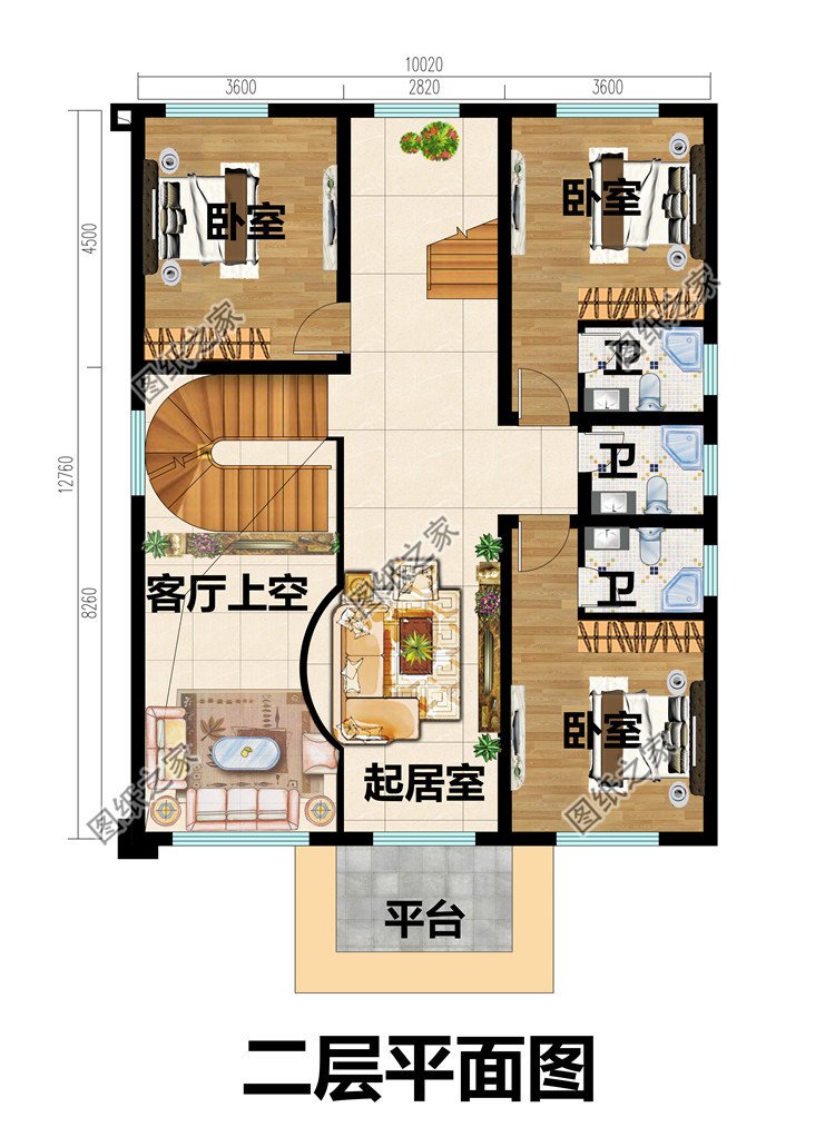 三層獨棟鄉村平房別墅效果圖