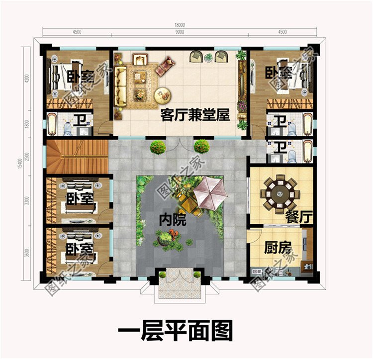 18&times;15米新中式農村三層別墅