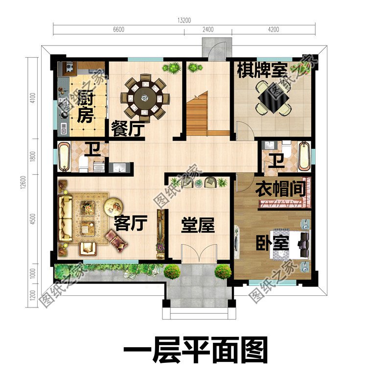 新中式帶堂屋三層農(nóng)村別墅