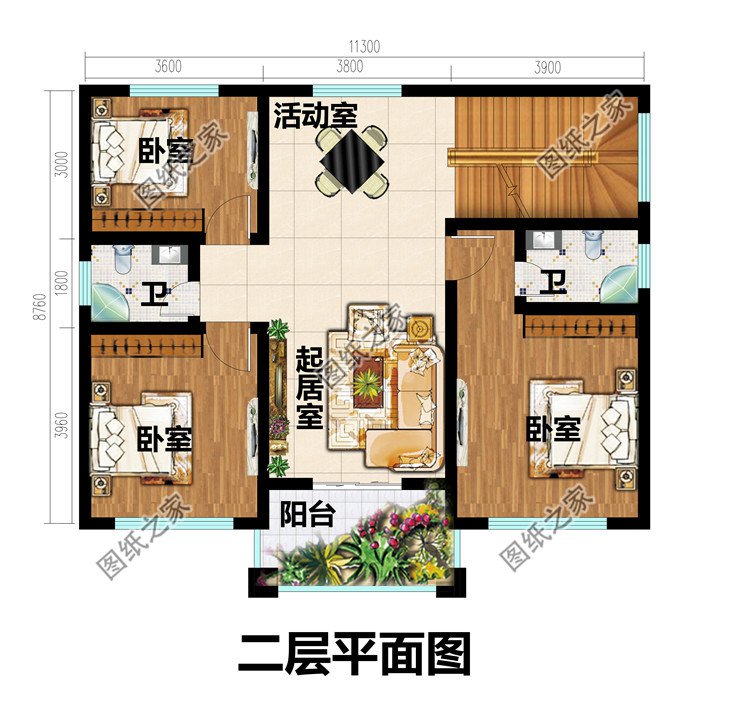 偏徽派風格三層農村住宅設計