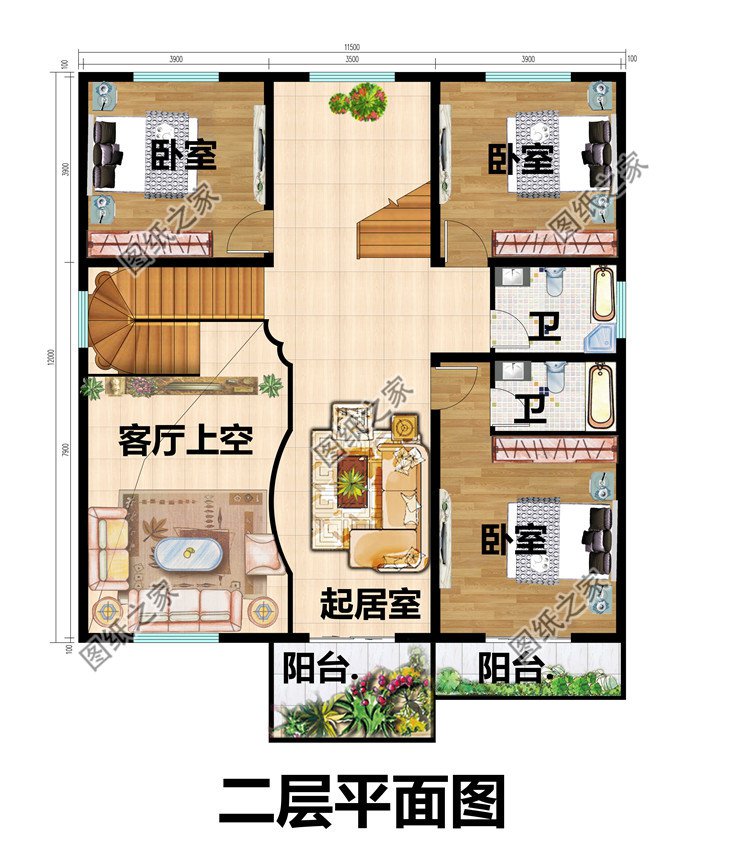 復式、旋轉樓梯三層別墅設計方案圖