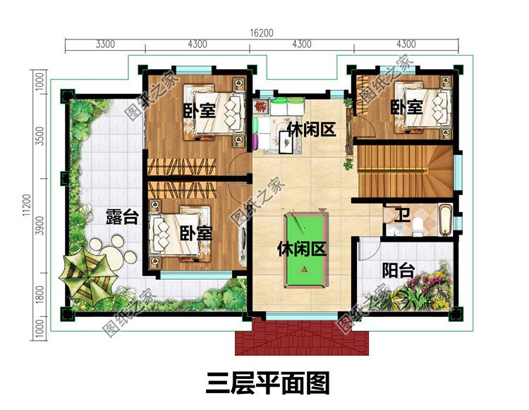 農村4間3層樓房設計圖