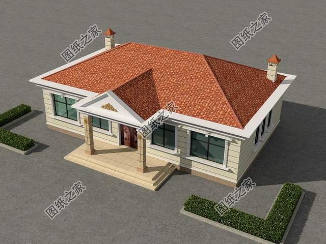 鄉(xiāng)村一層大平層，對(duì)稱設(shè)計(jì)，外觀充滿古典美怡然自得