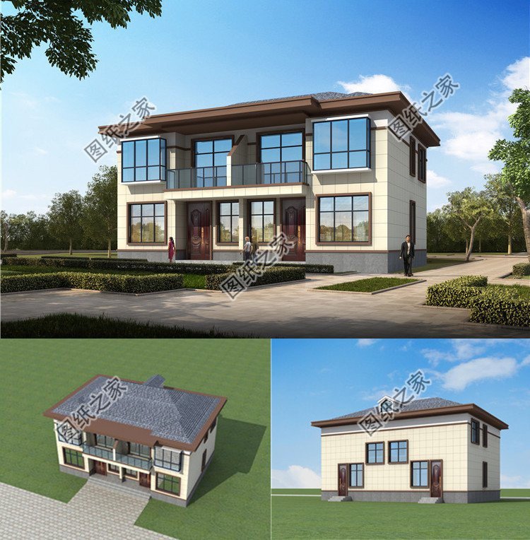 小型兩層雙拼別墅，單戶面積約80平，宅基地小也可以建雙拼