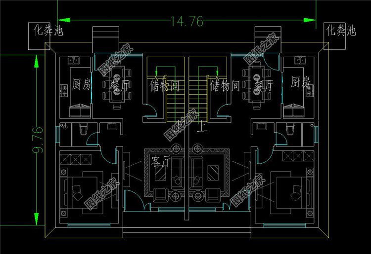 小型兩層雙拼別墅，單戶面積約80平，宅基地小也可以建雙拼