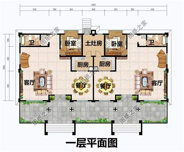 兄弟三層雙拼別墅，快叫上自家兄弟一起蓋別墅吧
