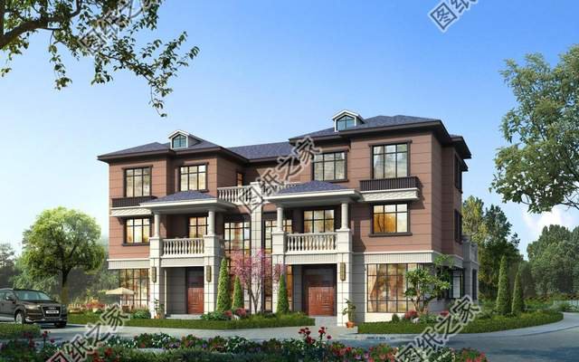 兄弟三層雙拼別墅，快叫上自家兄弟一起蓋別墅吧