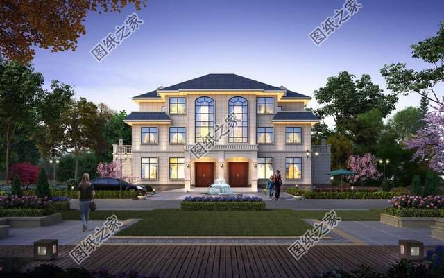 兄弟三層雙拼別墅，快叫上自家兄弟一起蓋別墅吧