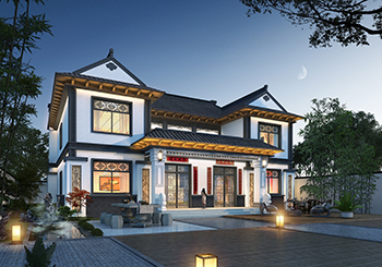 中式兄弟雙拼別墅設(shè)計(jì)圖紙，類似合院造型，美爆了