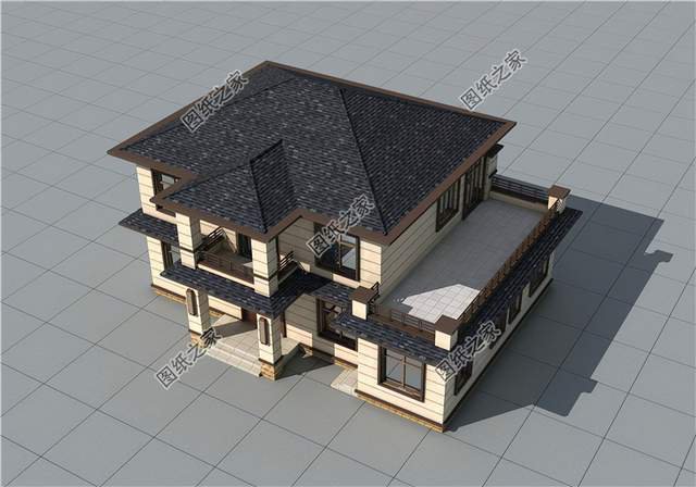 農村二層加配房設計圖，造型簡約，獨立廚房實用