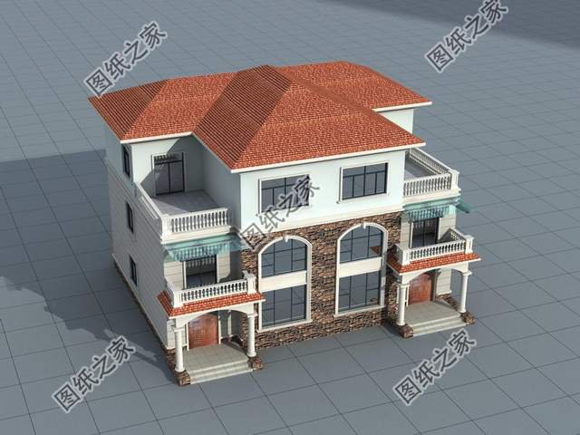 兄弟二層雙拼別墅設(shè)計(jì)圖，大家似園圃，花團(tuán)錦簇