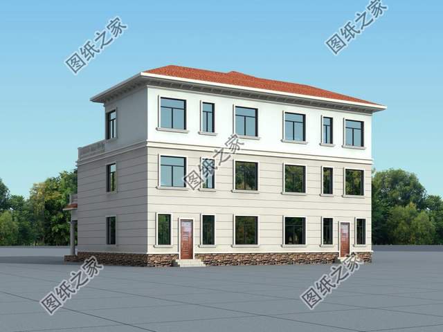 兄弟二層雙拼別墅設(shè)計(jì)圖，大家似園圃，花團(tuán)錦簇