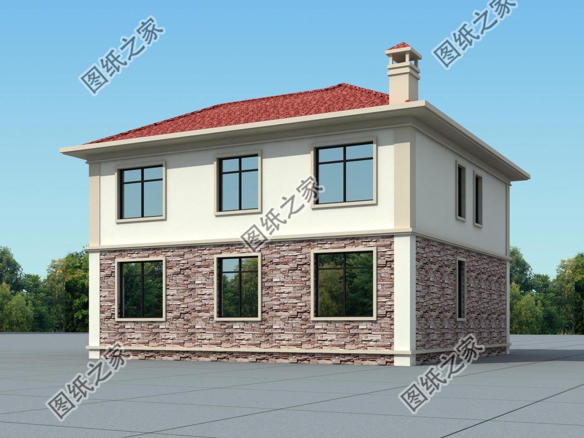 二層別墅設(shè)計(jì)圖，文化磚與真石漆巧妙碰撞，飽受好評(píng)