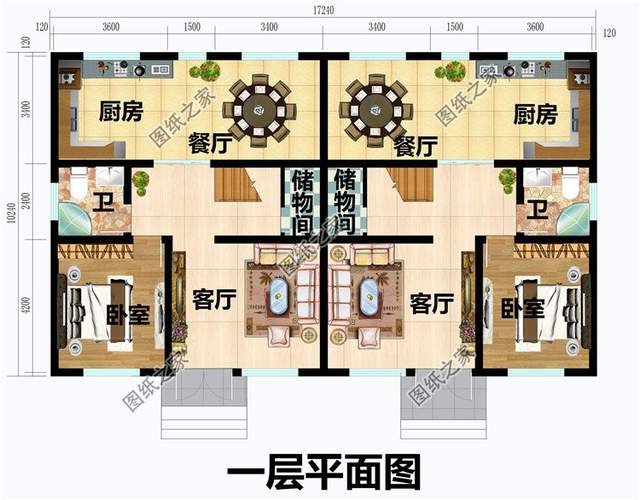 二層雙拼自建房設(shè)計圖紙，溫馨家園，靜謐舒適