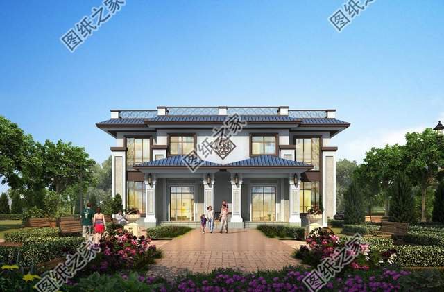 二層雙拼自建房設(shè)計圖紙，溫馨家園，靜謐舒適